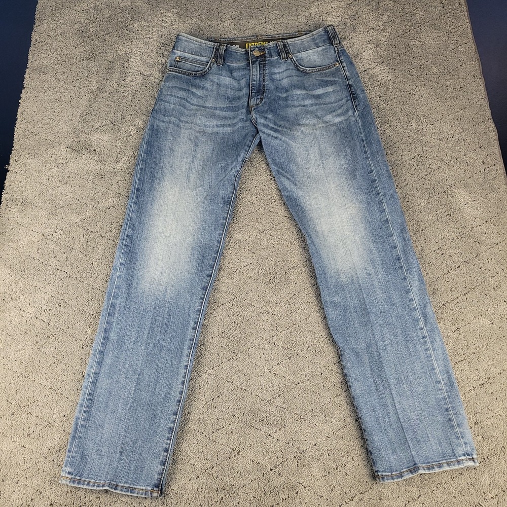Lee Jeans Mens 34x32 Blue Extreme Motion Slim Fit Straight Leg Whisker Stretch